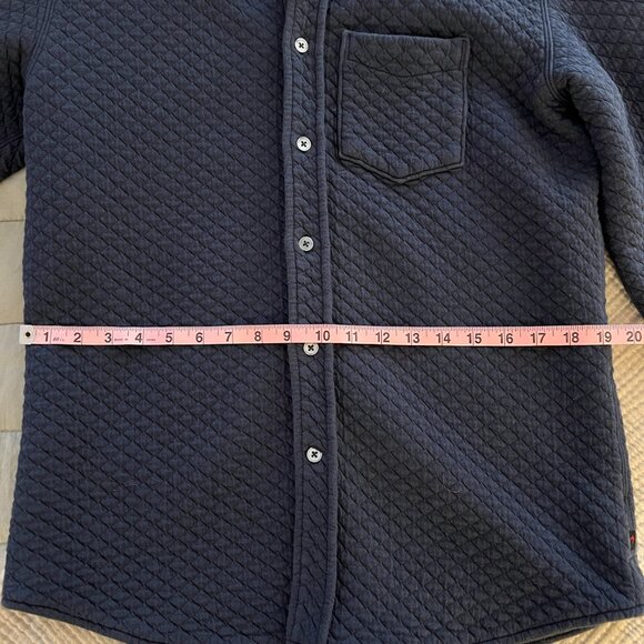 Navy Bubble Knit Shirt - Relwen - Long Sleeve Button Up - Men's Medium - Picture 7 of 8